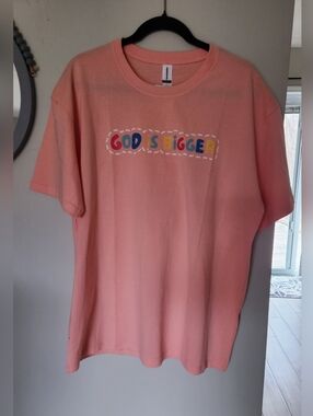 GOD IS BIGGER Aesthetic Jesus Saves Coral T-Shirt